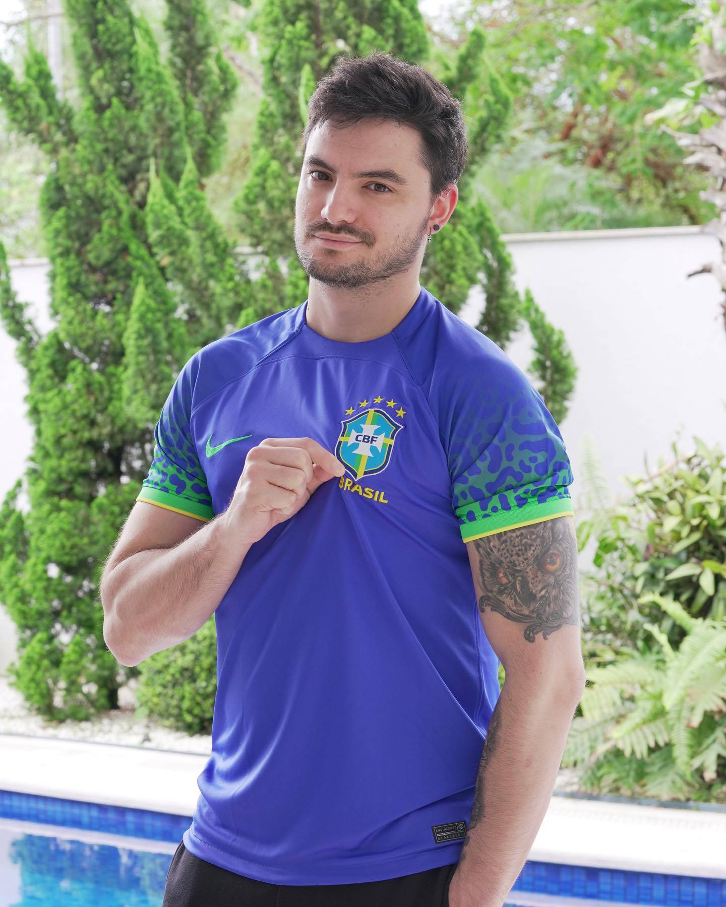 Felipe Neto Wearing Brazil Team Shirt Wallpaper