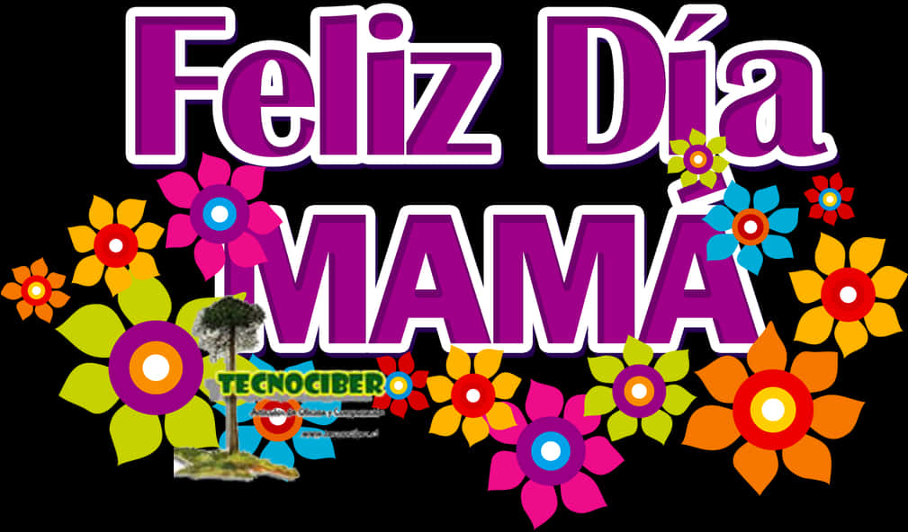 Feliz Dia Mama Floral Greeting PNG