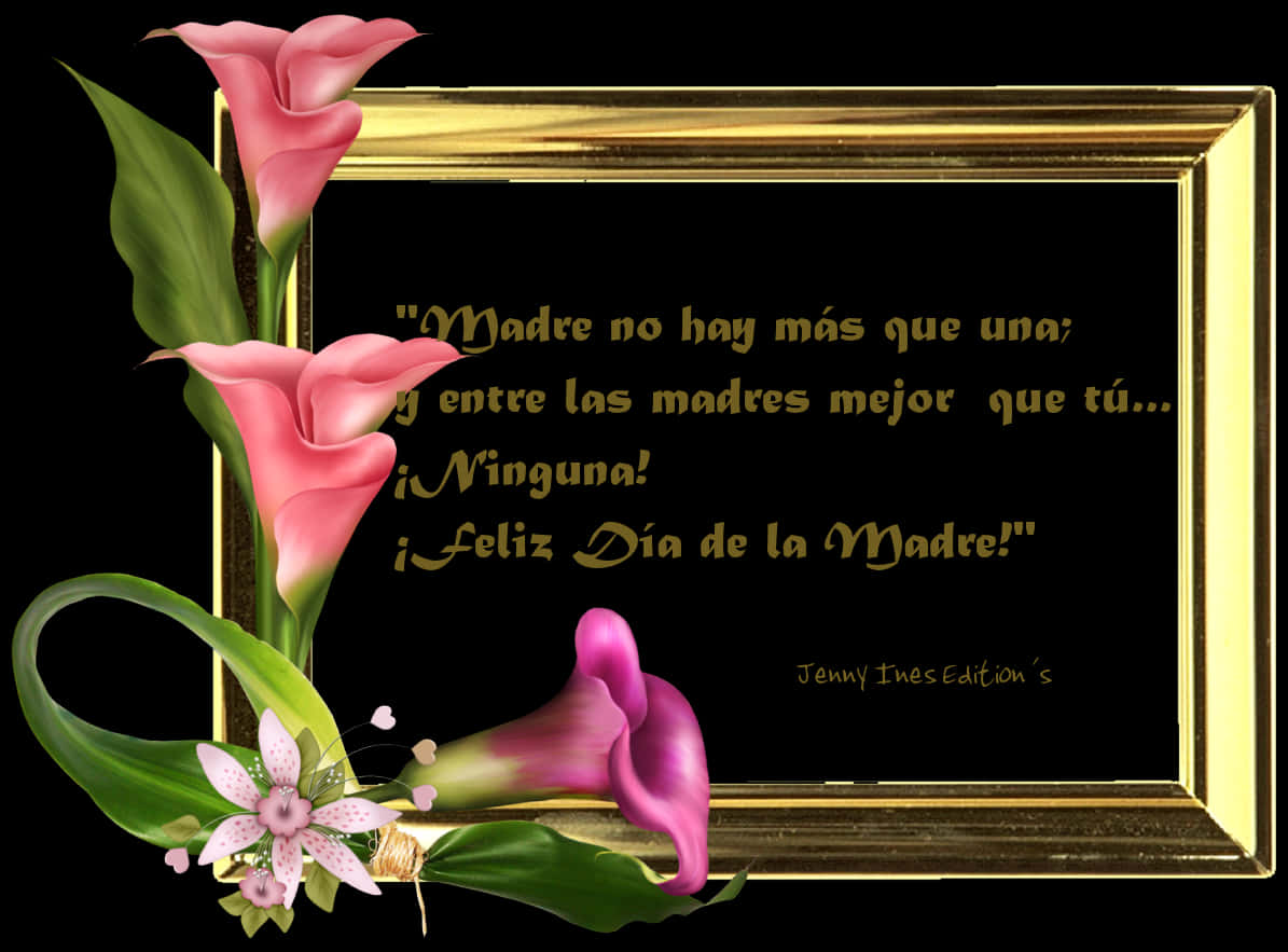 Feliz Diadela Madre Floral Frame Spanish Quote PNG