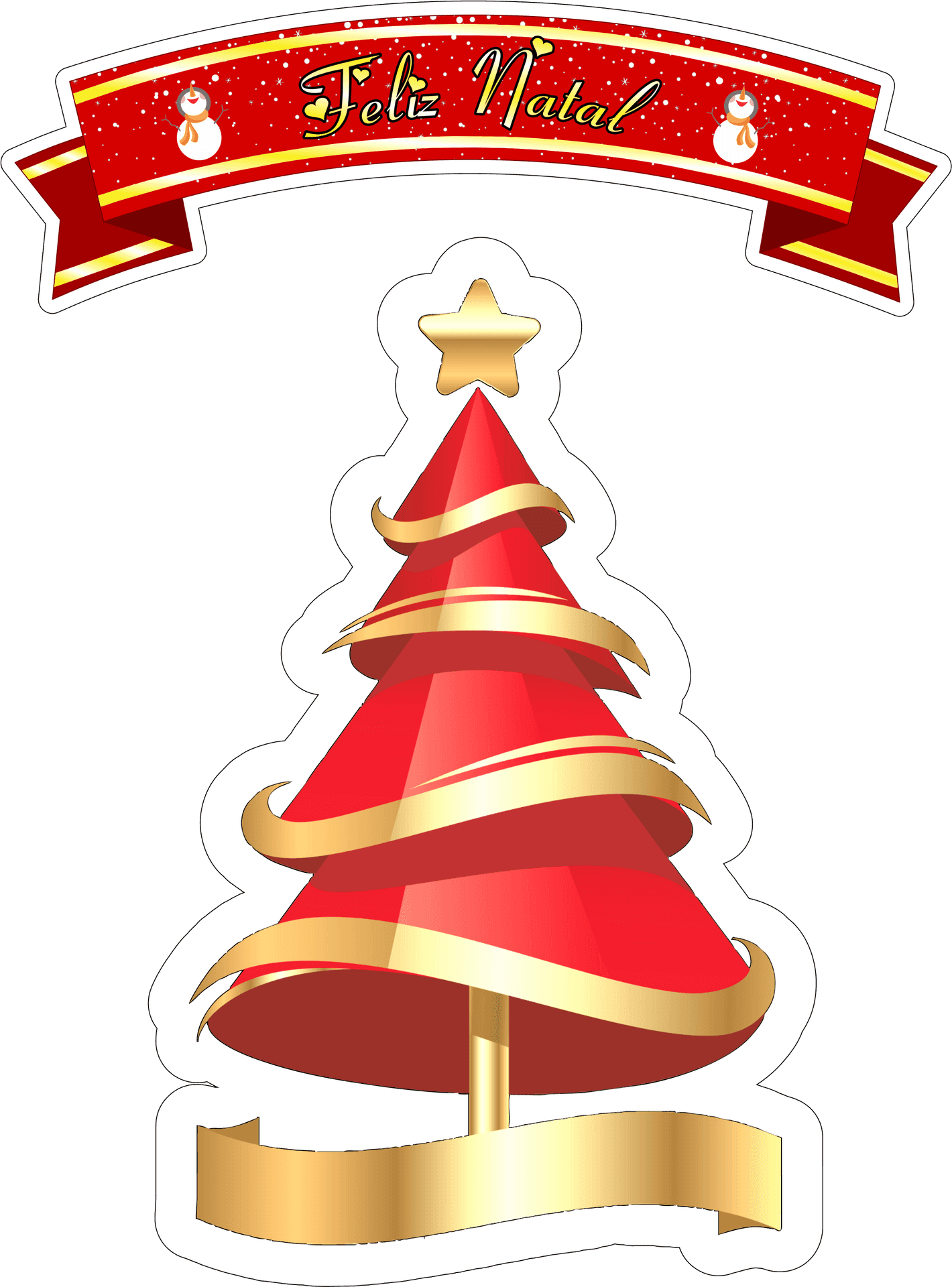 Feliz Natal Red Christmas Tree Graphic PNG