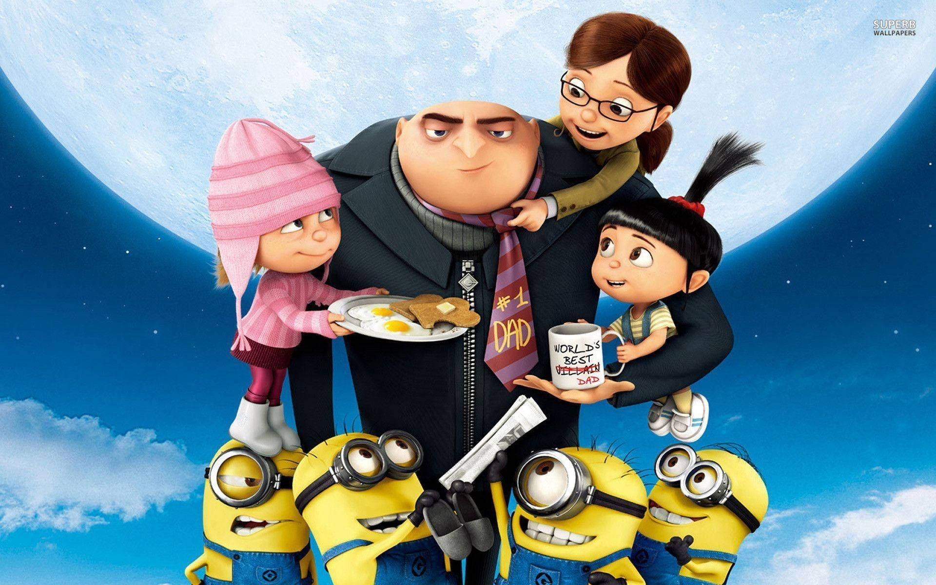 Felonious Gru With Children Despicable Me 3 Background
