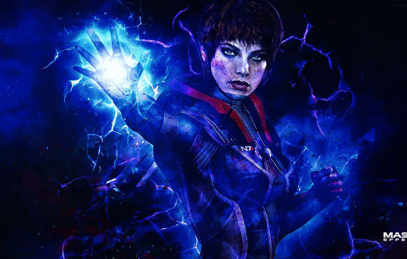 Female Adept powering up in Mass Effect 3 Wallpaper