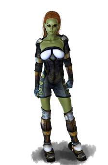 Female Alienin Futuristic Armor PNG