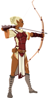 Female Archer In Action_ Vector Illustration PNG