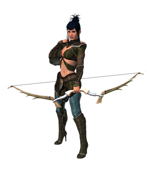 Female Archer In Combat Gear PNG
