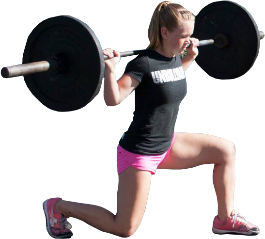 Female Athlete Performing Lunges With Barbell PNG