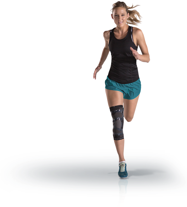 Female Athlete Running Prosthetic Leg PNG
