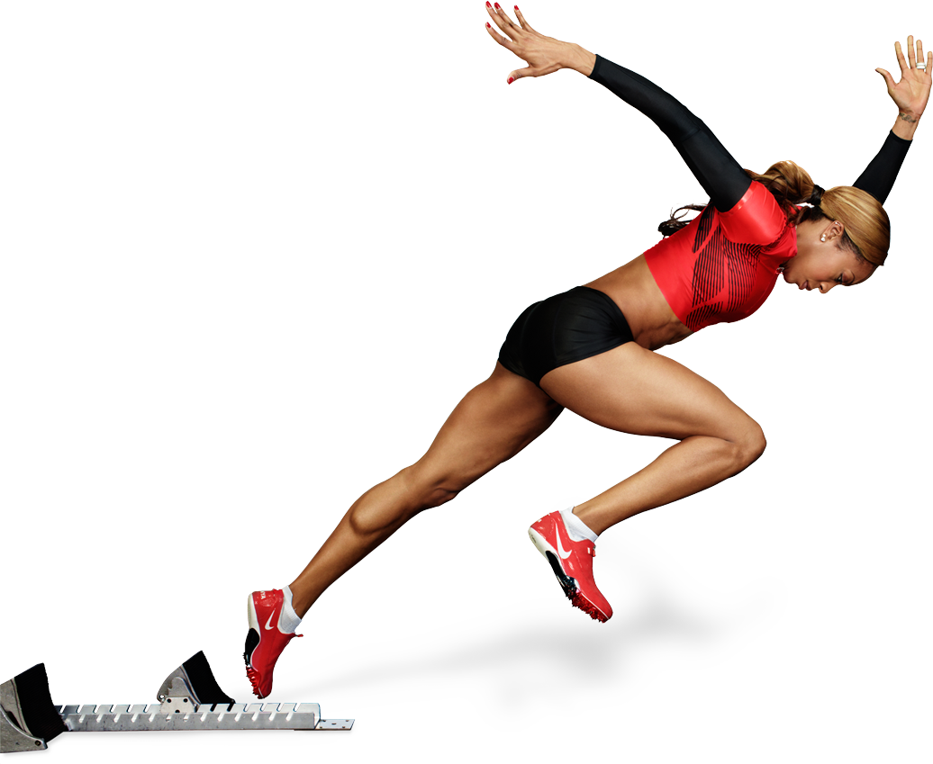 Female Athlete Sprinting Start PNG