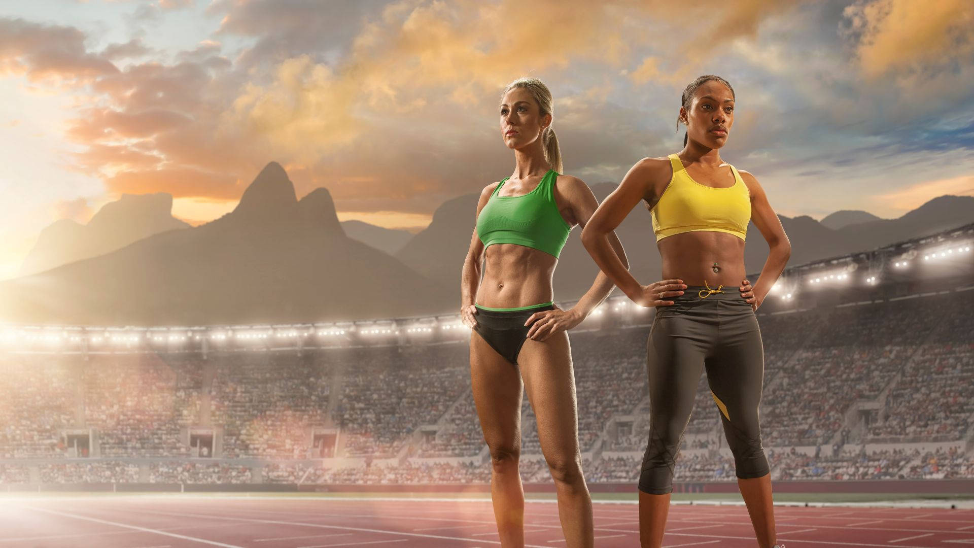 Kvindelige atleter olympiske sportsaktioner tapet Wallpaper