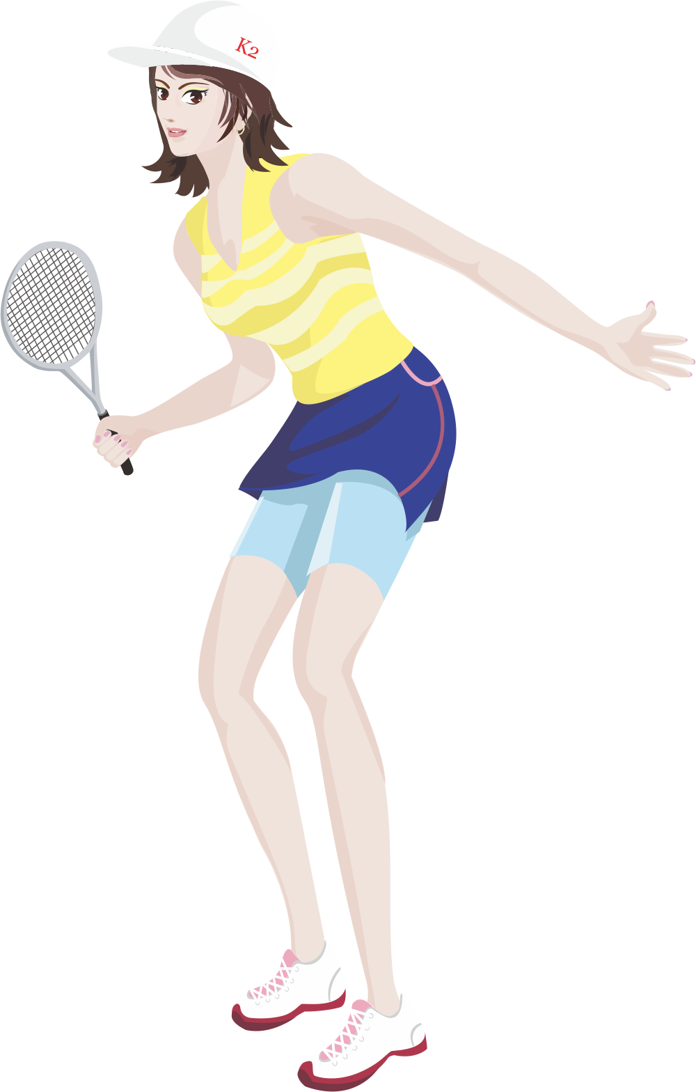 Female Badminton Player Action Pose PNG