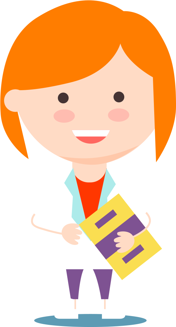 Female Cartoon Scientist Holding Book PNG