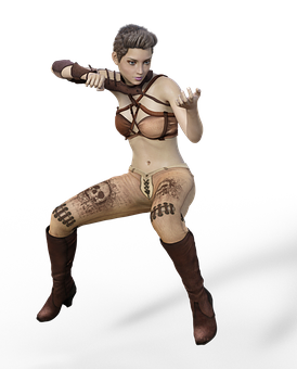 Female Character Fighting Stance PNG