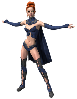 Female Characterin Blue Costume PNG