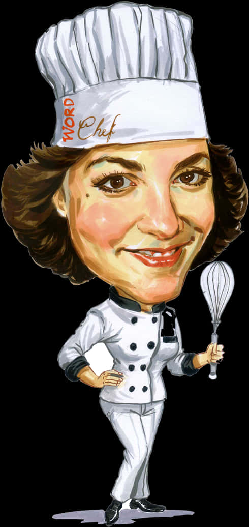 Female Chef Caricature Artwork PNG