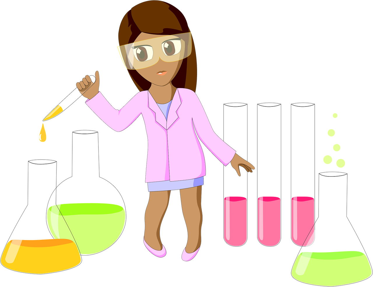 Female Chemist Conducting Experiment PNG