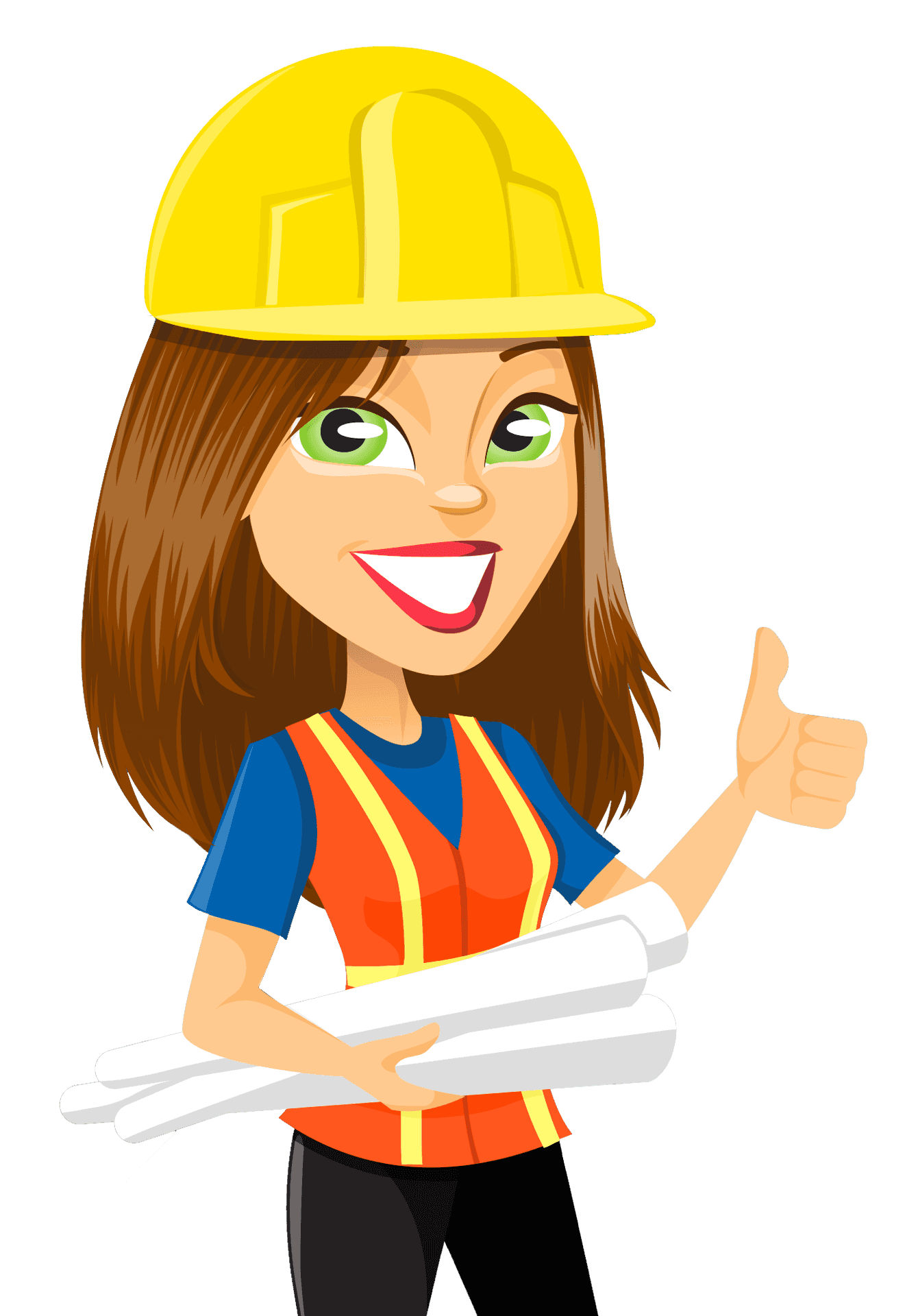 Female Construction Worker Cartoon Thumbs Up PNG