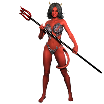 Female Demon Warrior3 D Render PNG