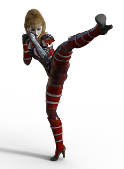 Female Fighter High Kick Pose PNG