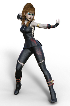 Female Fighterin Combat Pose PNG