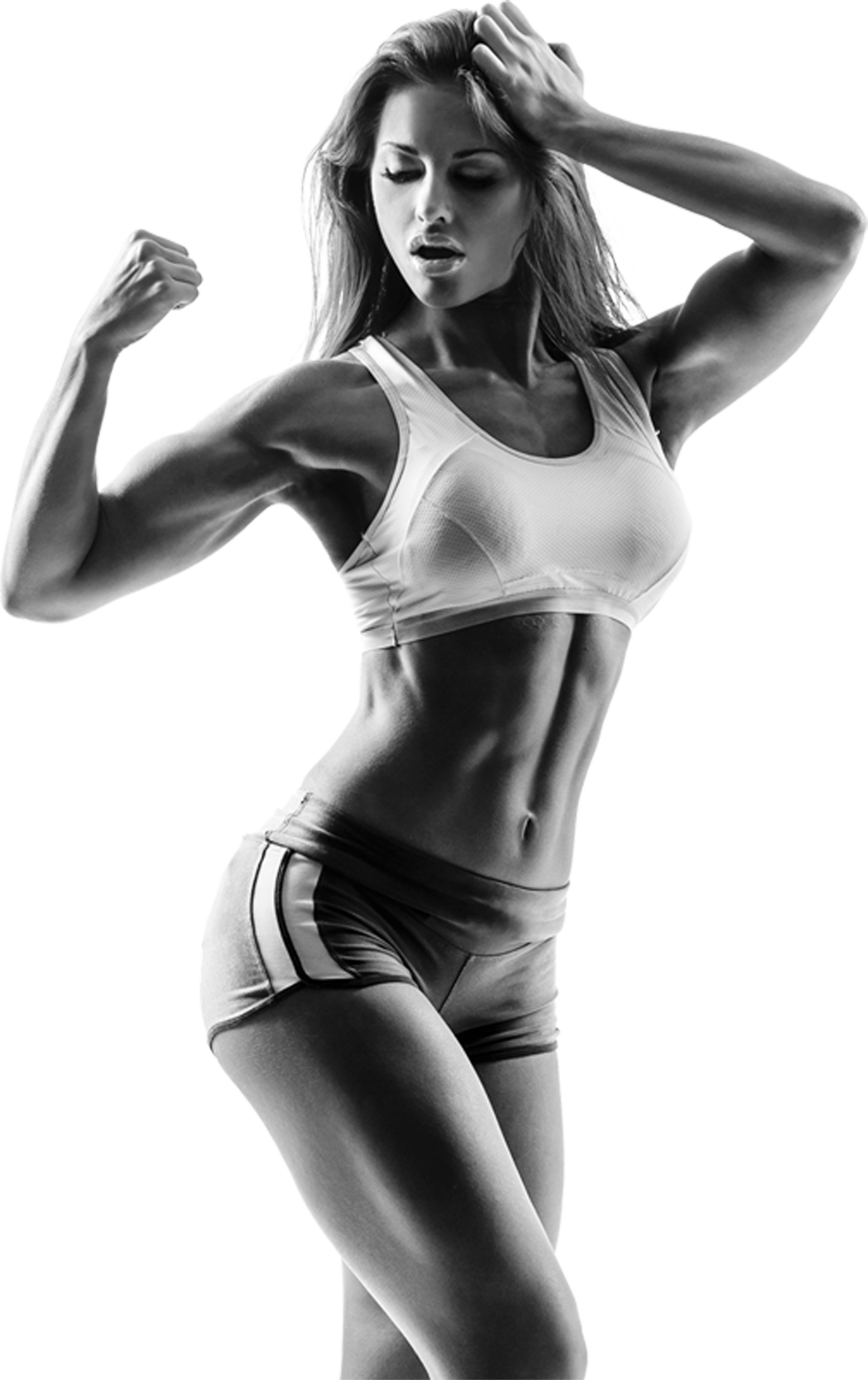 Female Fitness Model Showing Muscles PNG