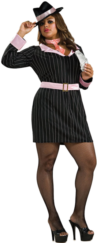 Female Gangster Costume Pose PNG
