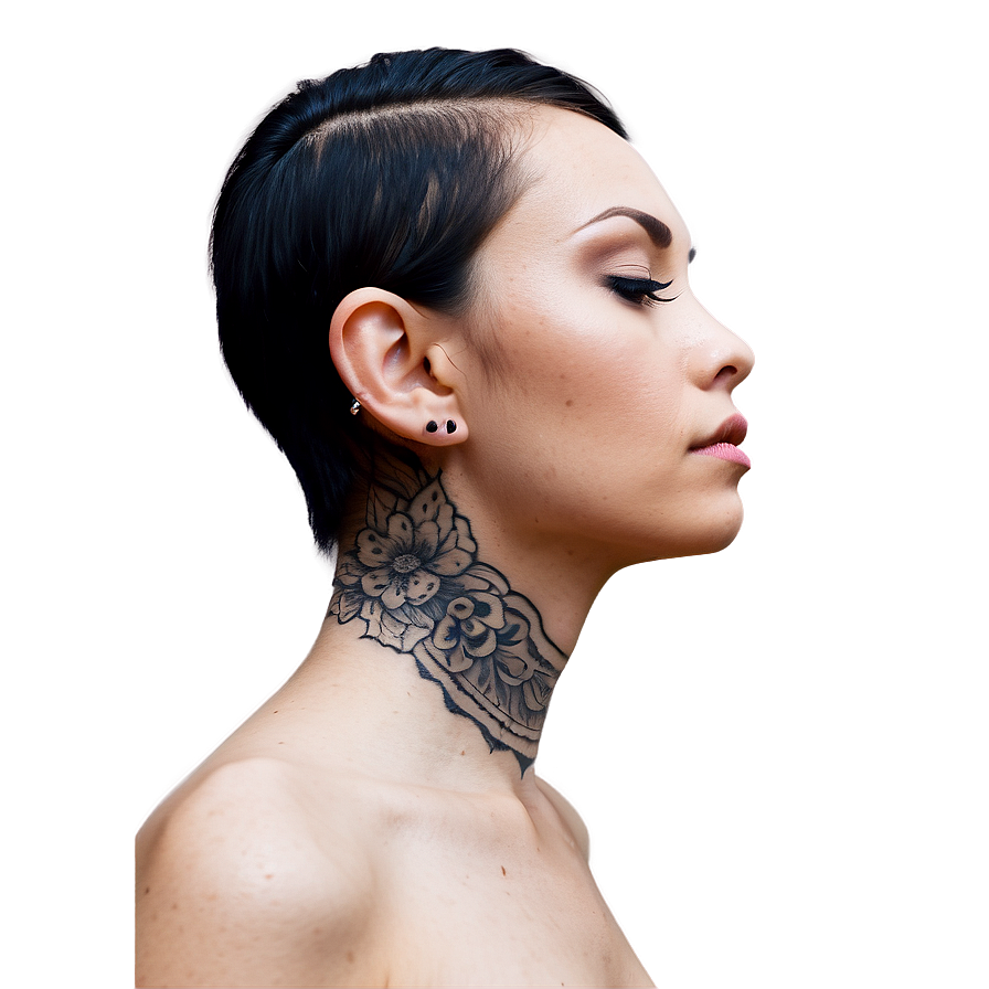 Download Female Neck Tattoo Styles Png Otb16 | Wallpapers.com