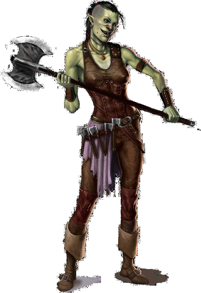 Female Orc Warriorwith Axe PNG