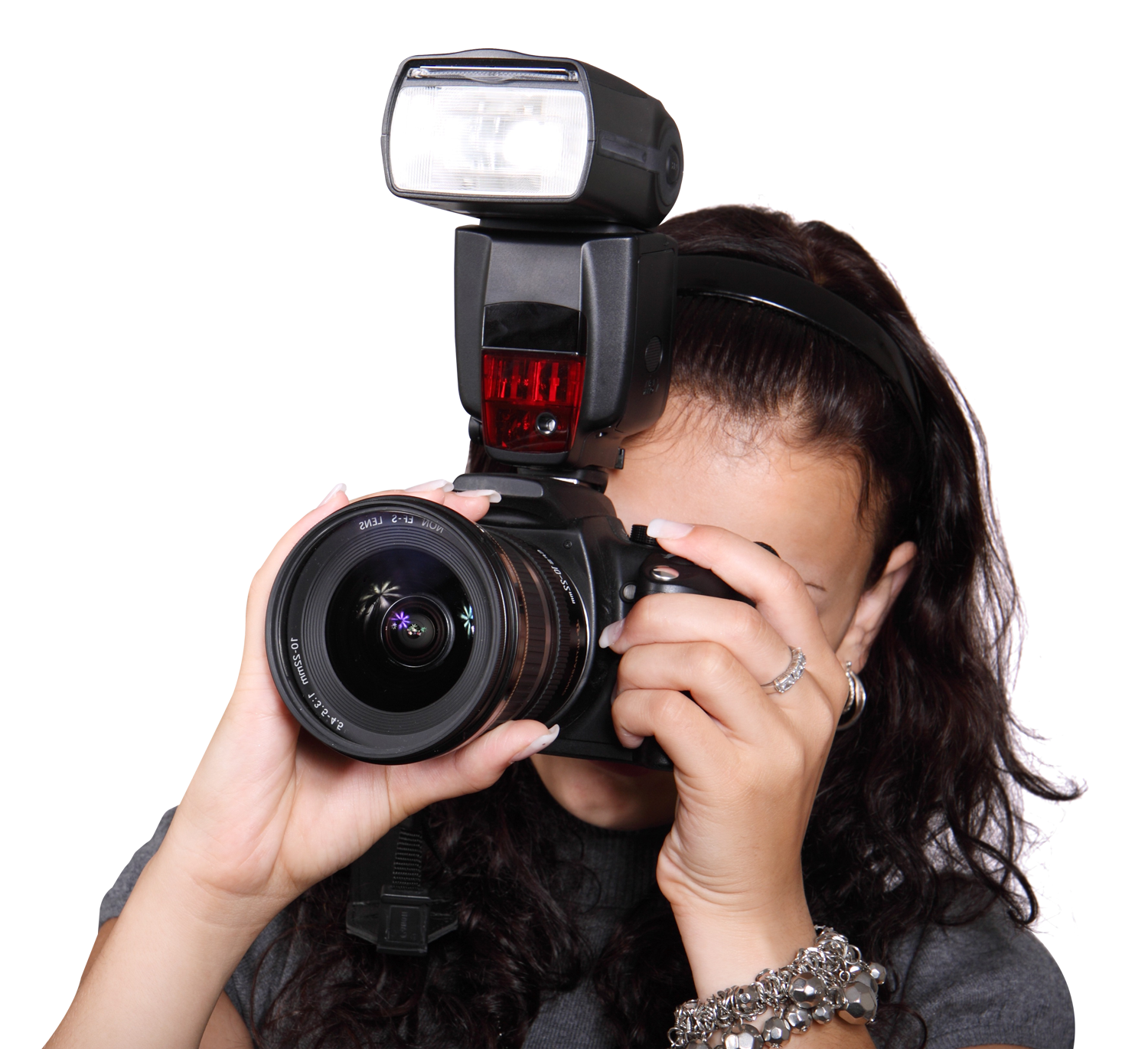 Female_ Photographer_ With_ Camera_ Flash PNG