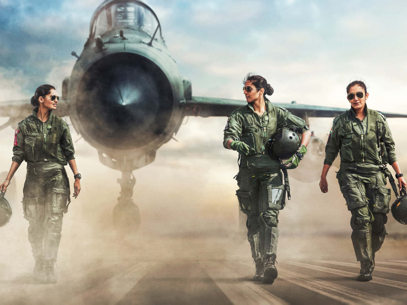 Kvindelige piloter landede på fantastisk baggrunde Wallpaper