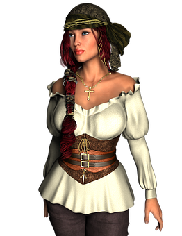 Female Pirate Character Portrait PNG