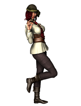 Female Pirate Character Pose PNG