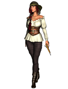 Female Pirate Character3 D Model PNG