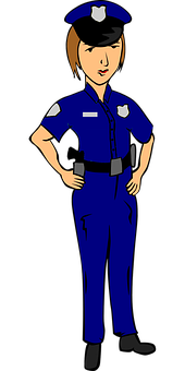 Female Police Officer Cartoon Illustration PNG
