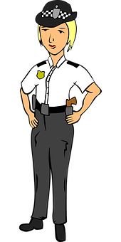 Female Police Officer Cartoon Illustration PNG
