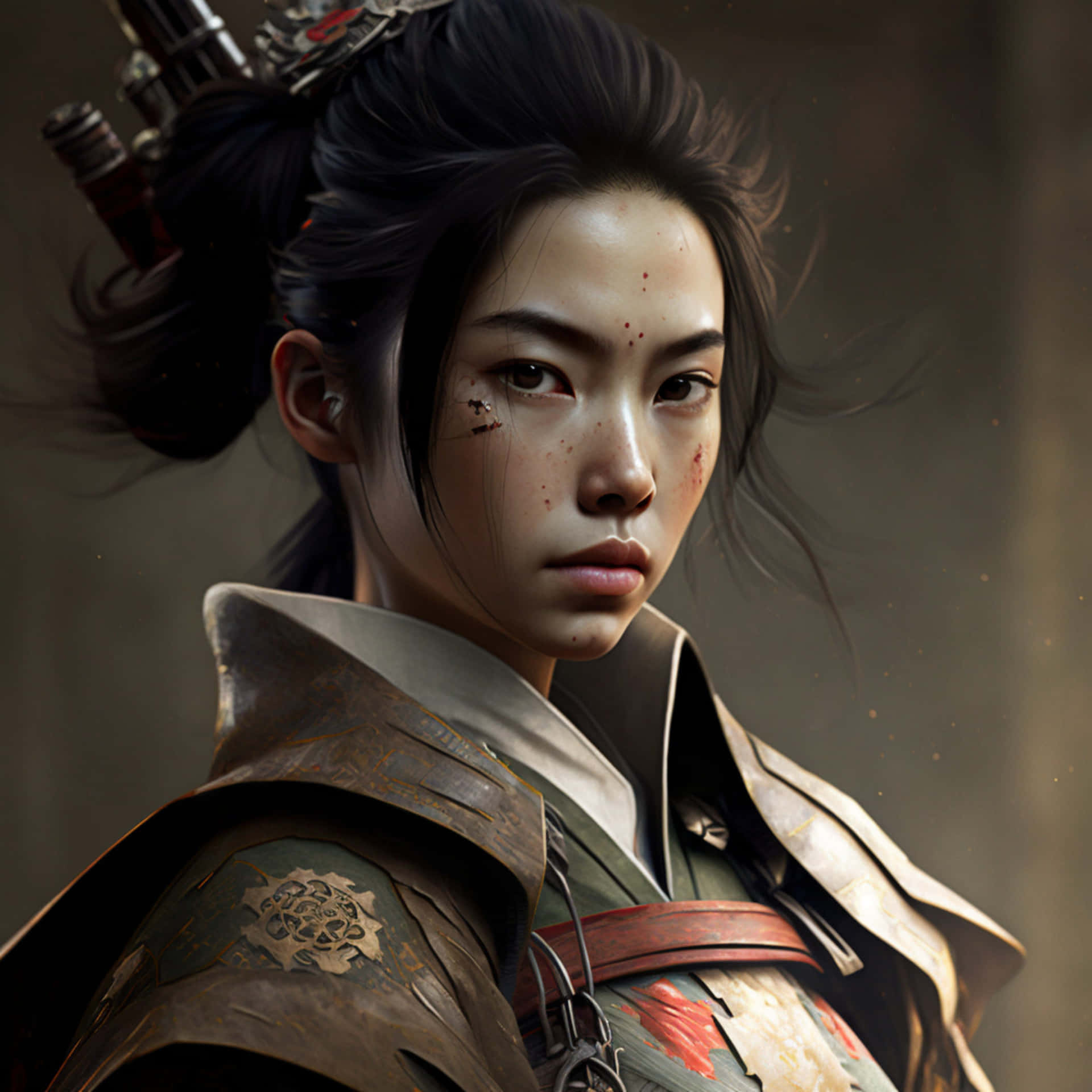 Fierce Female Samurai Warrior Wallpaper