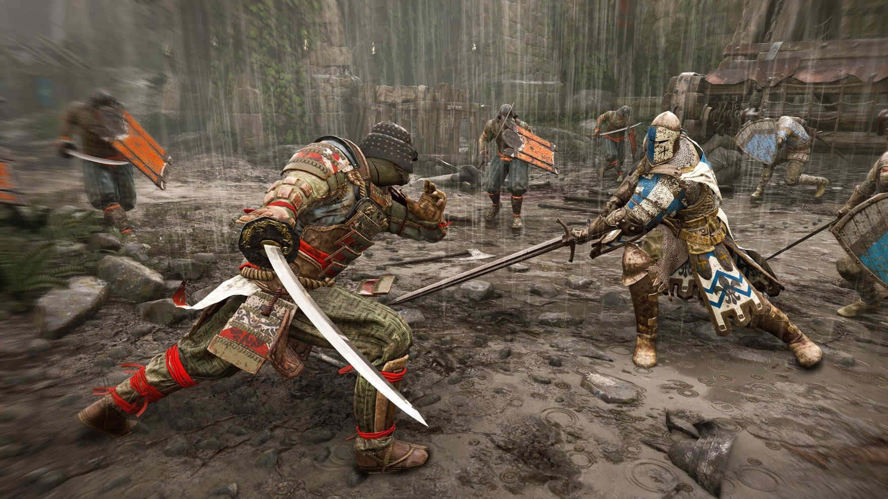 Female Samurai For Honor Battle Under Rain Wallpaper
