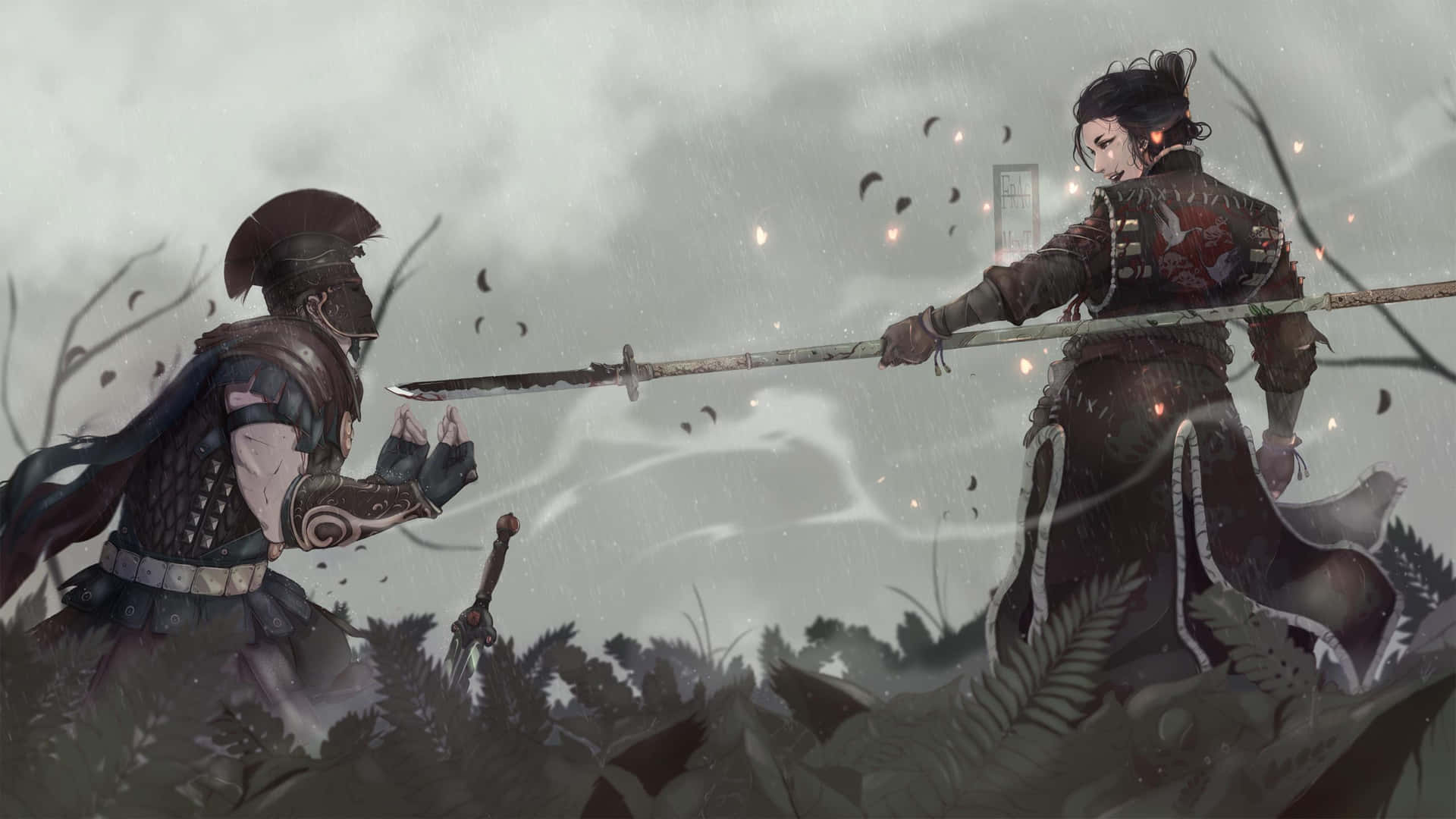 Kvindelig Samurai til Ære mod Fjenden Bakgrundsbillede Wallpaper