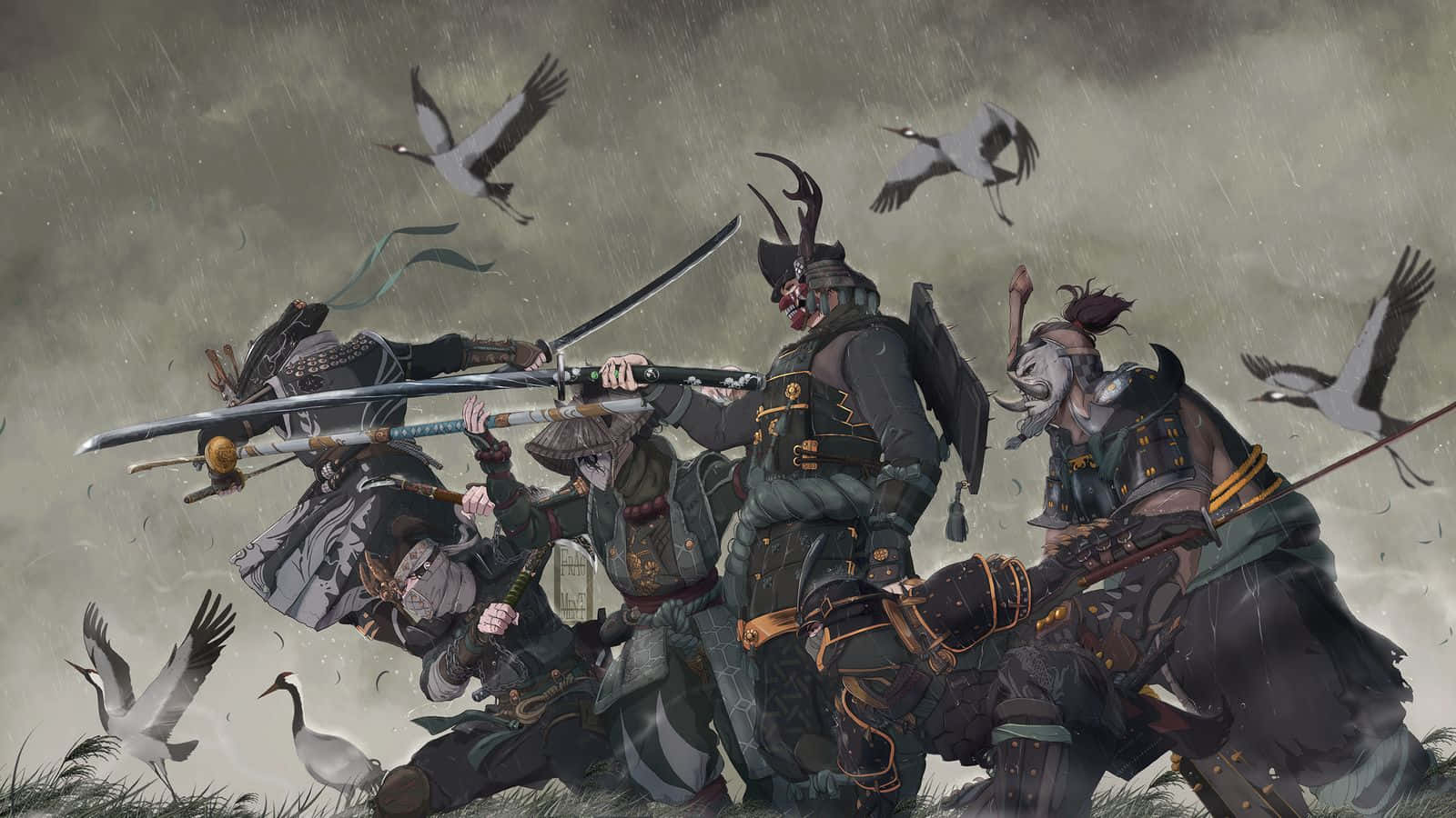 Samuraifemenina Por El Honor Con Personajes Fondo de pantalla