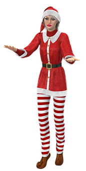 Female Santa Costume Pose PNG