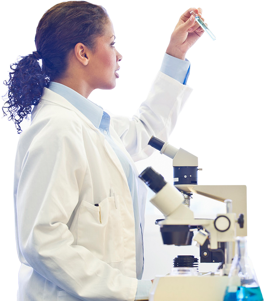Female Scientist Examining Sample PNG