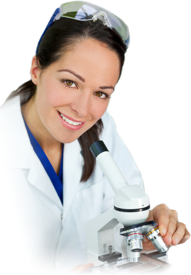 Female Scientist Using Microscope PNG