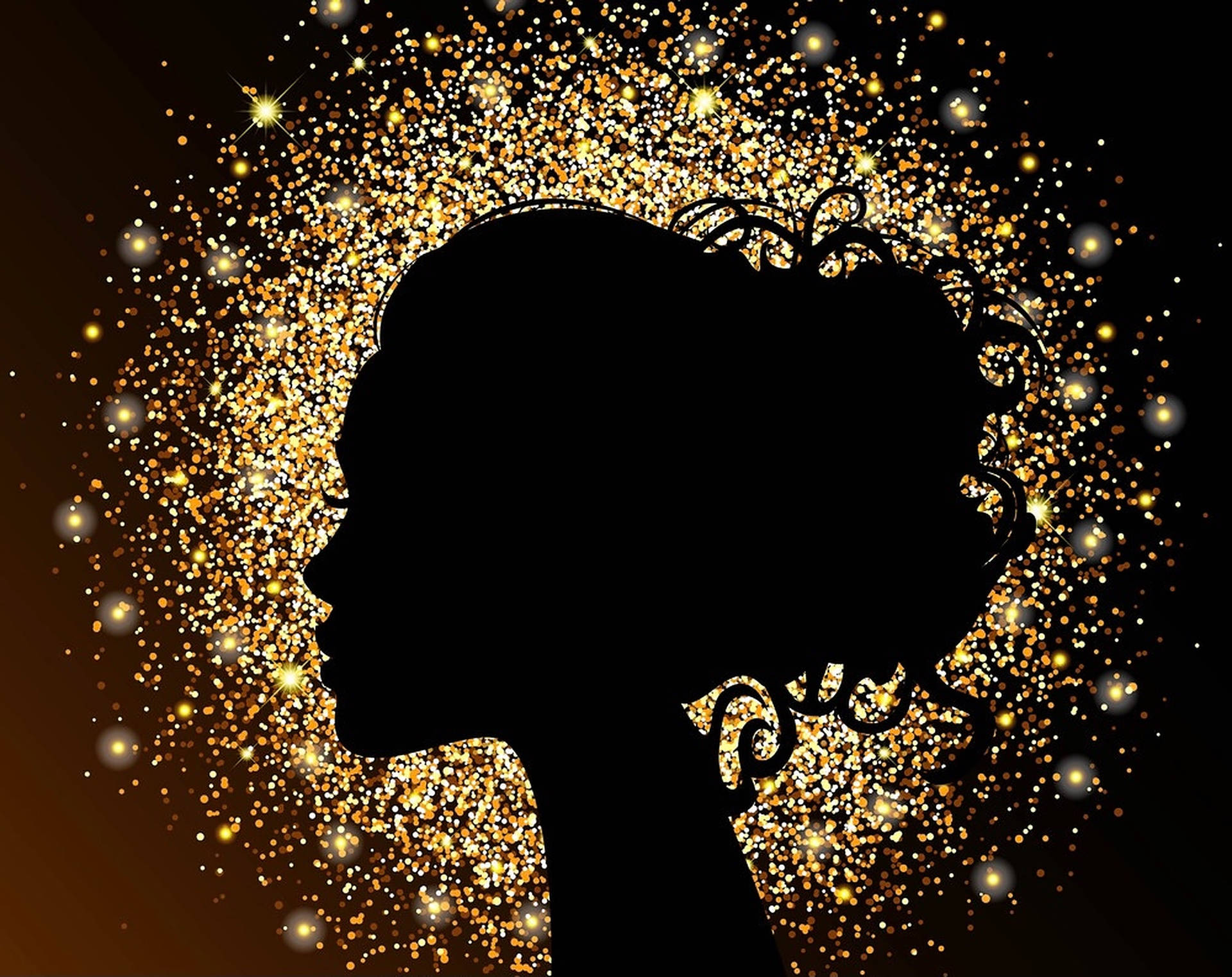 Weiblichesilhouette Im Goldstaub Wallpaper