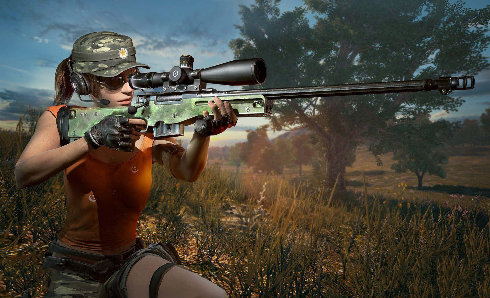Female_ Sniper_ With_ Rifle_ Outdoors.jpg Wallpaper