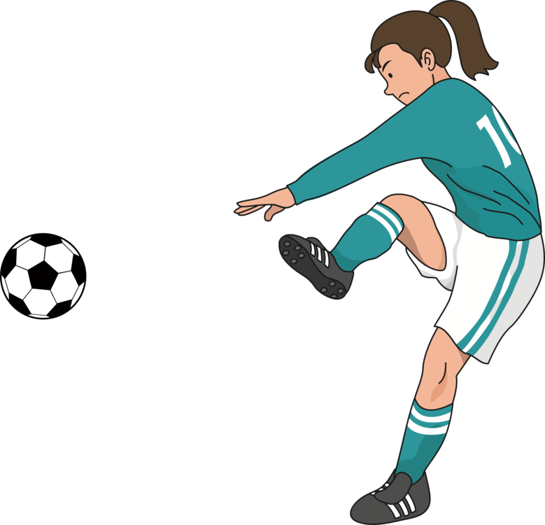 Female Soccer Player Kicking Ball Clipart PNG