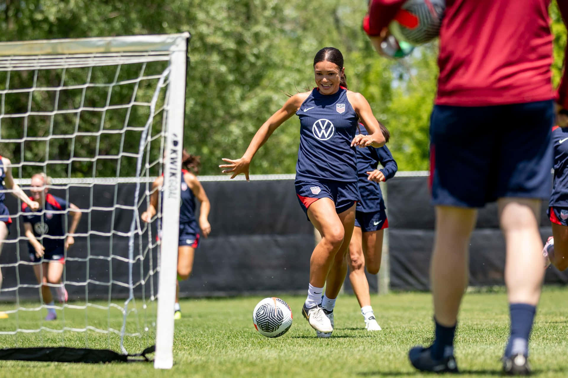 Vrouwelijke Voetballer Trainingssessie Achtergrond