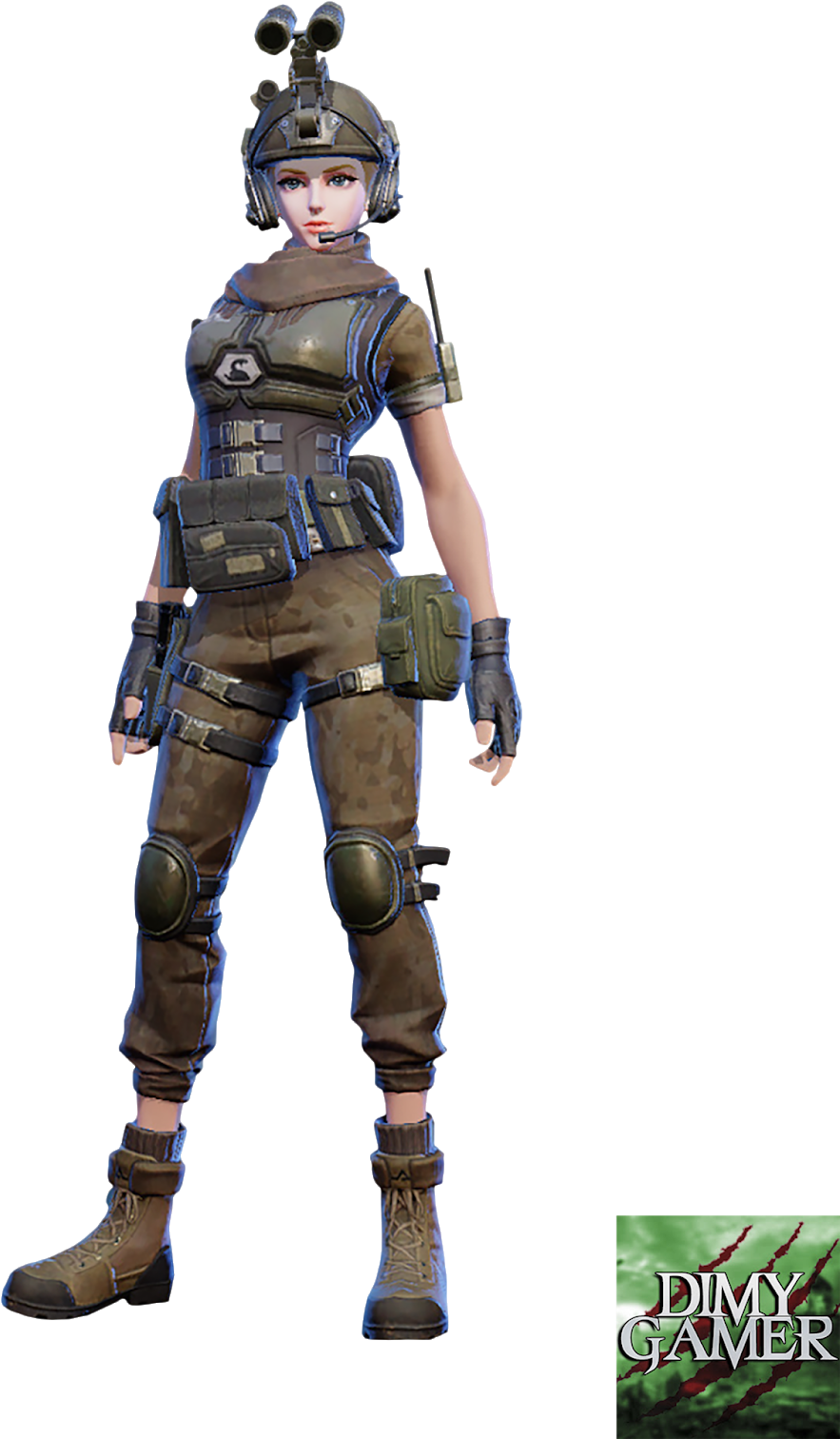 Female Soldier Character Render PNG