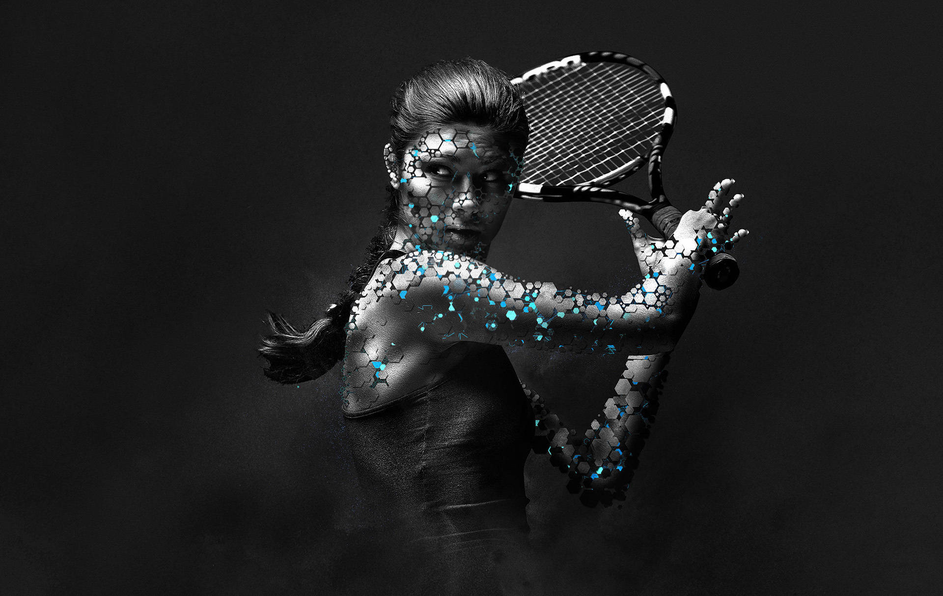 Caption: Dynamic Female Tennis Player in Action Wallpaper