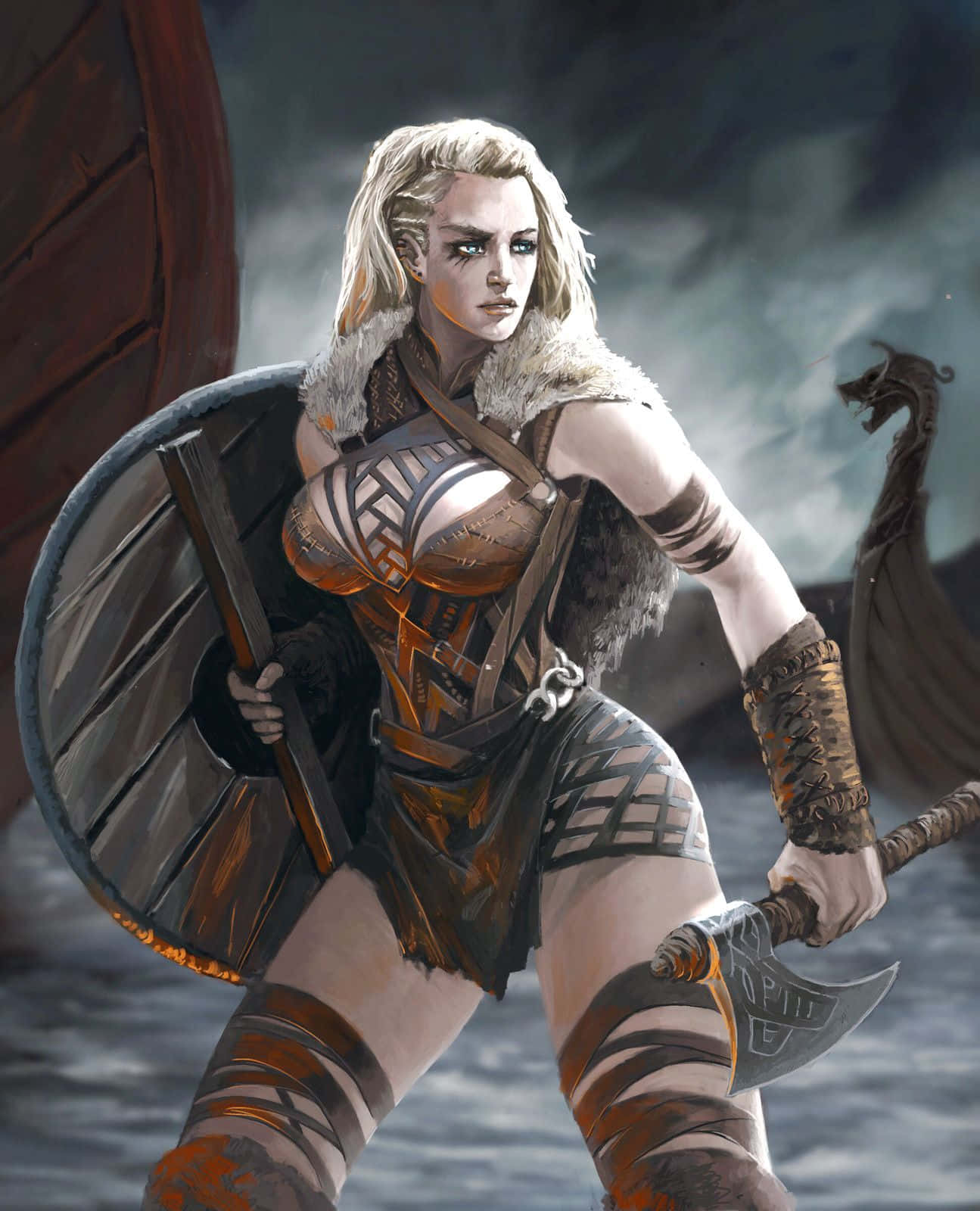 Image  "Female Viking Warriors Bravely Defend Their Homeland"