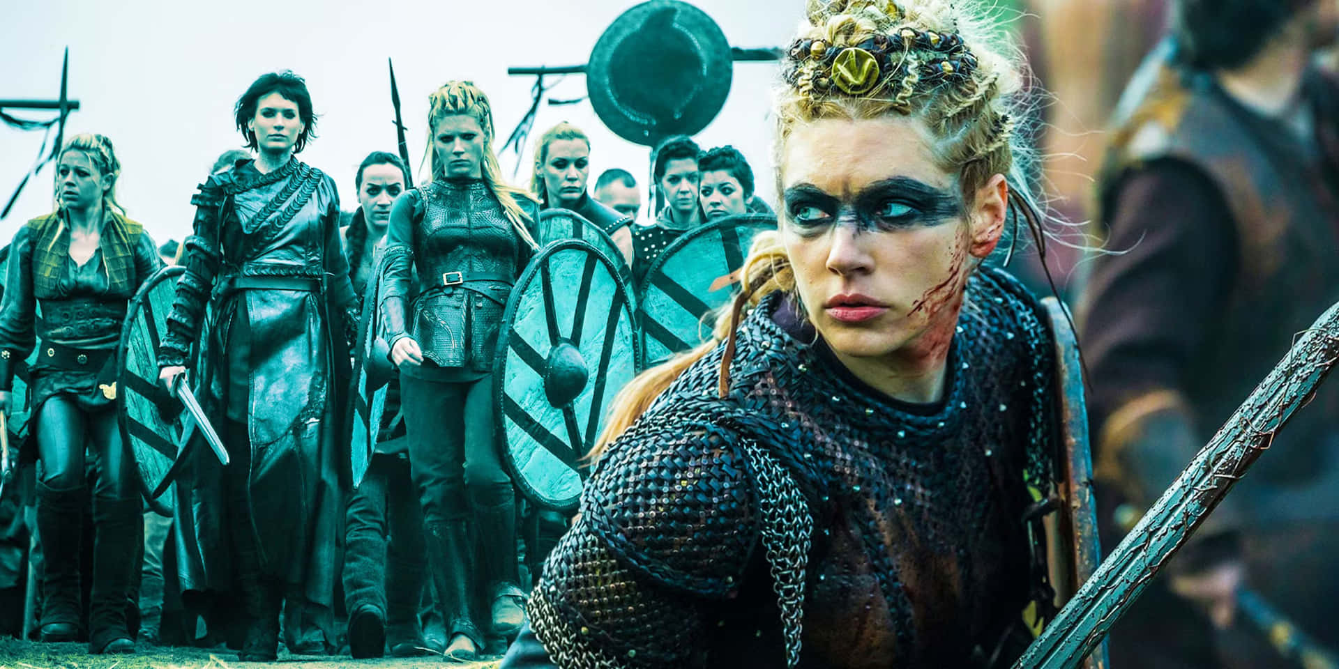 Fierce Female Viking Warrior In Battle