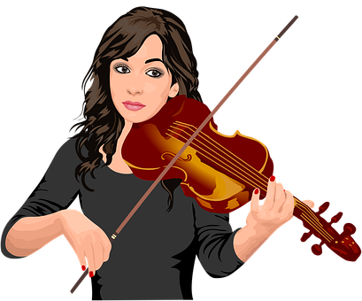 Female Violinist Vector Illustration PNG
